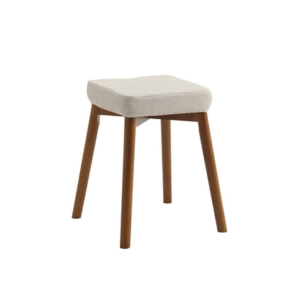 Modern Minimalist Square Chenille Cat Scratching Leather Resistant Fabric Beech Wood Detachable Washable Low Stool Backless Armless For Living Room & Dining Room