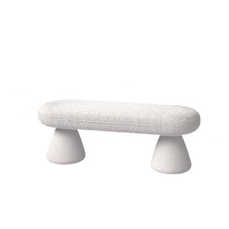 Modern Minimalist Oval Sherpa Solid Wood Sherpa Fabric Upholstered Bench Backless Armless For Entryway & Hallway