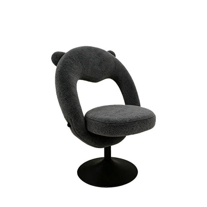 Contemporary Nordic Foldable Cartoon Bear Teddy Fleece Sponge Carbon Steel Liftable Vanity Stool Backrest For Bedroom
