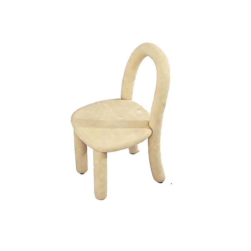 Contemporary Nordic Rounded Arc Sherpa Fabric & Brushed Flannel Iron Vanity Stool Backrest Armless For Bedroom
