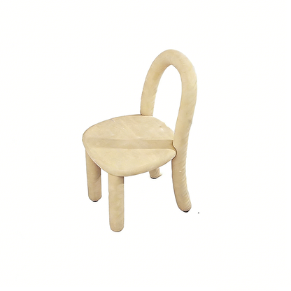 Contemporary Nordic Rounded Arc Sherpa Fabric & Brushed Flannel Iron Vanity Stool Backrest Armless For Bedroom
