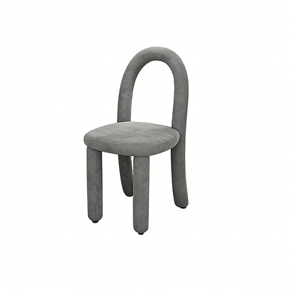 Contemporary Nordic Rounded Arc Sherpa Fabric & Brushed Flannel Iron Vanity Stool Backrest Armless For Bedroom