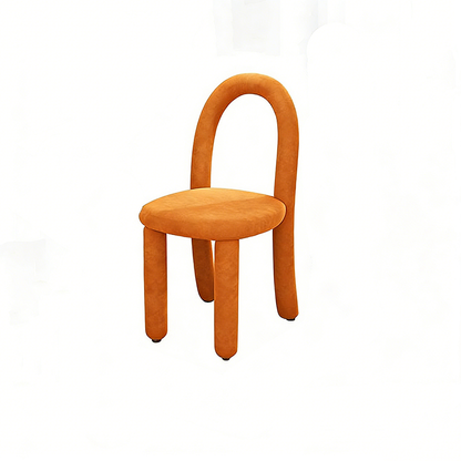 Contemporary Nordic Rounded Arc Sherpa Fabric & Brushed Flannel Iron Vanity Stool Backrest Armless For Bedroom