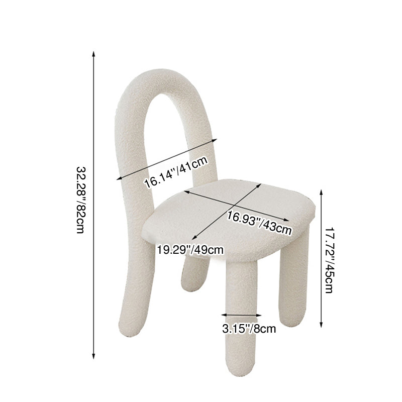 Contemporary Nordic Rounded Arc Sherpa Fabric & Brushed Flannel Iron Vanity Stool Backrest Armless For Bedroom