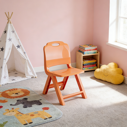 Modern Minimalist Curved Rectangular PP Plastic Kids Folding Chair Backrest Armless For Living Room & Study Room