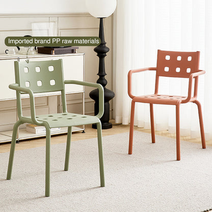 Modern Minimalist Rectangular PP Plastic Stackable Dining Chair Backrest Armrest For Dining Room