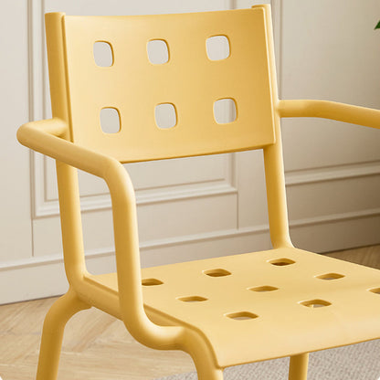 Modern Minimalist Rectangular PP Plastic Stackable Dining Chair Backrest Armrest For Dining Room