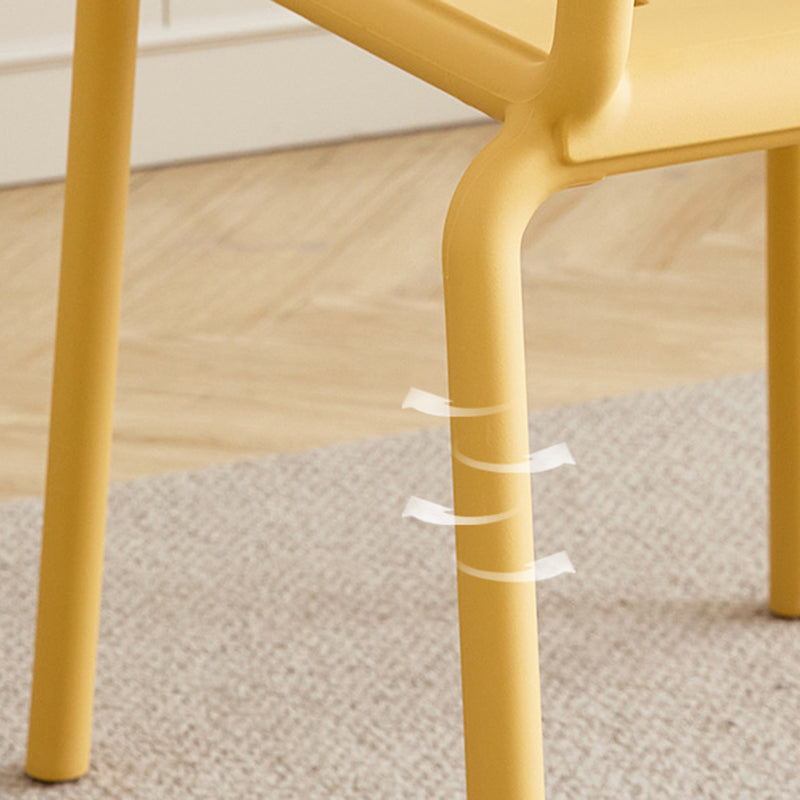 Modern Minimalist Rectangular PP Plastic Stackable Dining Chair Backrest Armrest For Dining Room