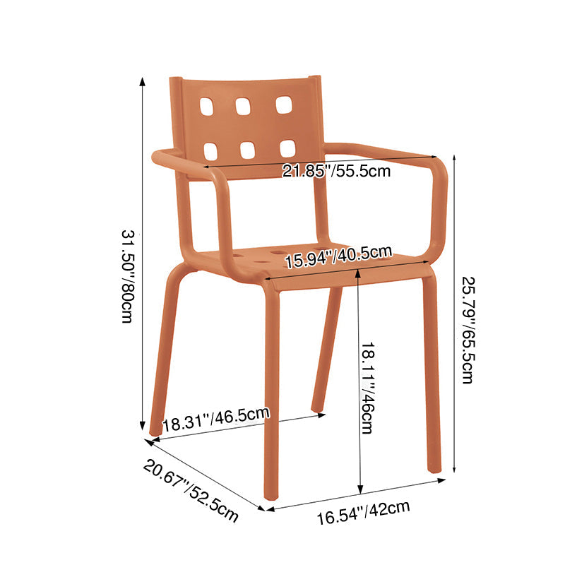 Modern Minimalist Rectangular PP Plastic Stackable Dining Chair Backrest Armrest For Dining Room