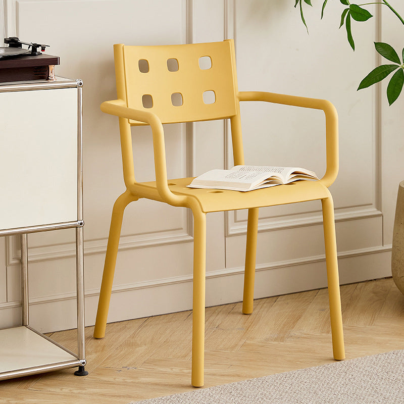 Modern Minimalist Rectangular PP Plastic Stackable Dining Chair Backrest Armrest For Dining Room