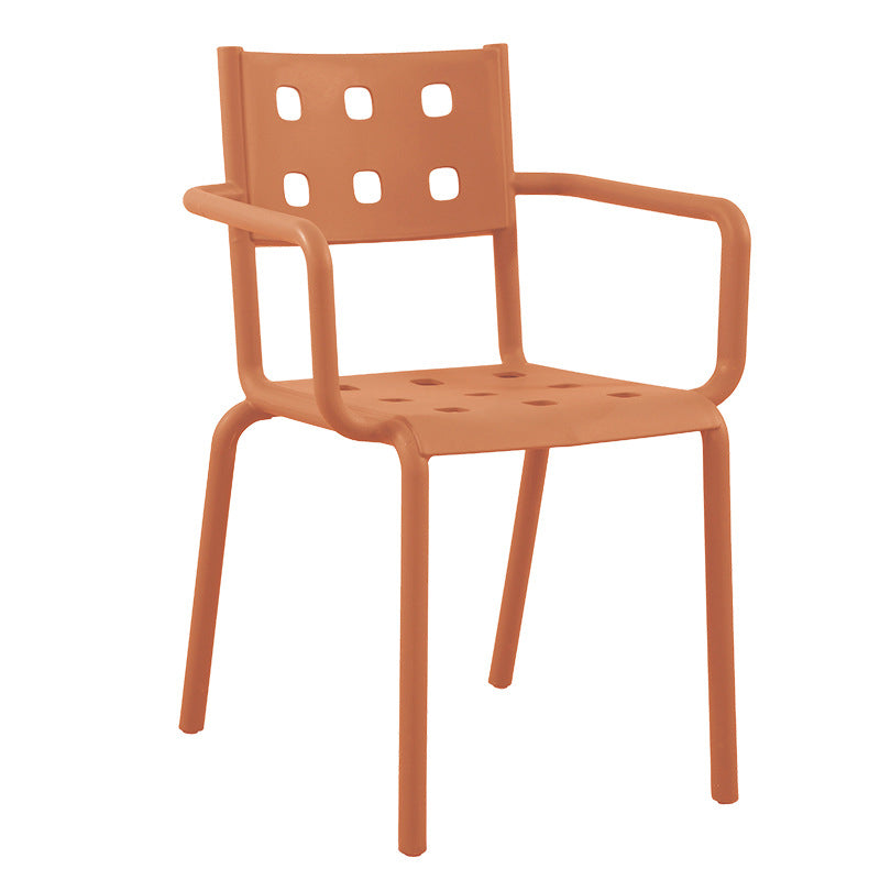 Modern Minimalist Rectangular PP Plastic Stackable Dining Chair Backrest Armrest For Dining Room
