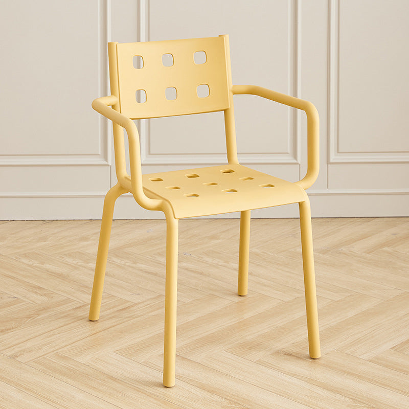 Modern Minimalist Rectangular PP Plastic Stackable Dining Chair Backrest Armrest For Dining Room