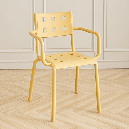 Modern Minimalist Rectangular PP Plastic Stackable Dining Chair Backrest Armrest For Dining Room