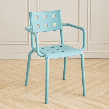Modern Minimalist Rectangular PP Plastic Stackable Dining Chair Backrest Armrest For Dining Room