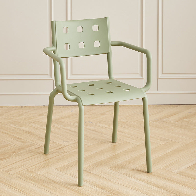 Modern Minimalist Rectangular PP Plastic Stackable Dining Chair Backrest Armrest For Dining Room