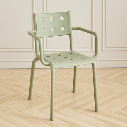Modern Minimalist Rectangular PP Plastic Stackable Dining Chair Backrest Armrest For Dining Room