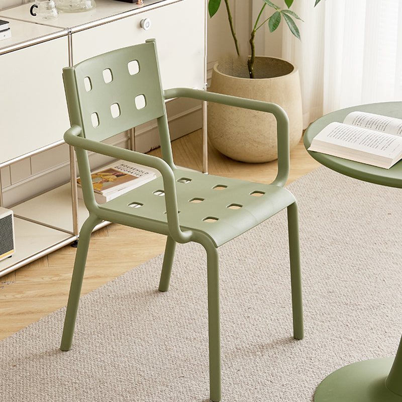 Modern Minimalist Rectangular PP Plastic Stackable Dining Chair Backrest Armrest For Dining Room