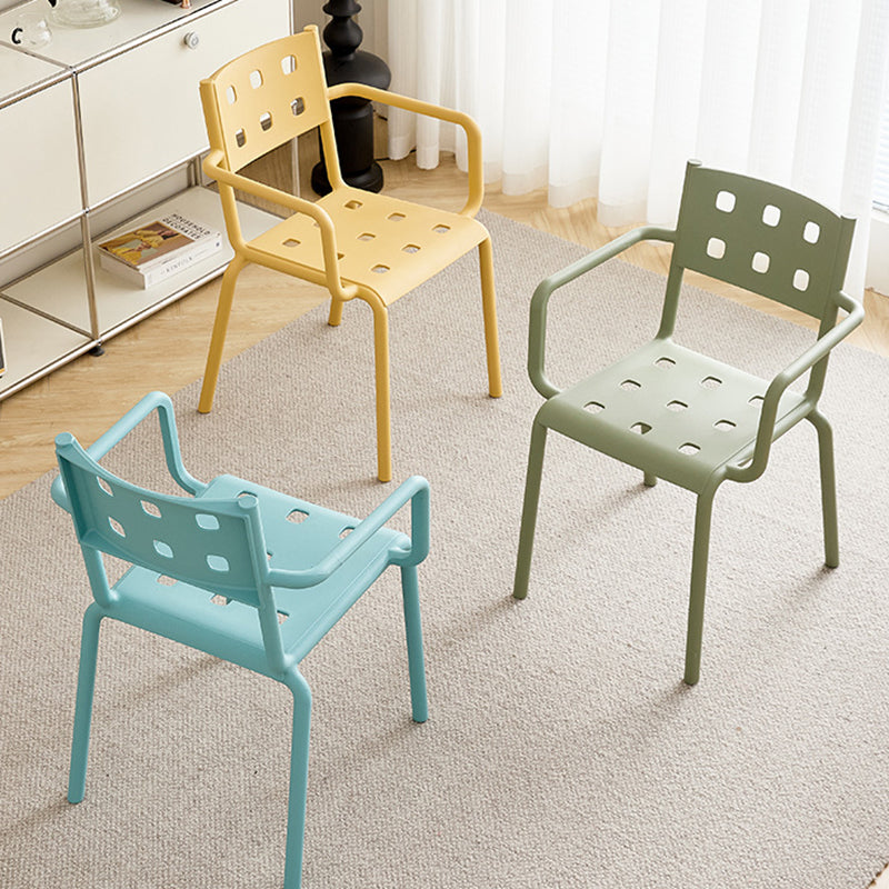 Modern Minimalist Rectangular PP Plastic Stackable Dining Chair Backrest Armrest For Dining Room