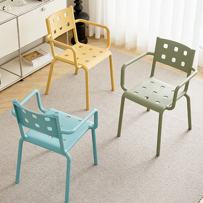 Modern Minimalist Rectangular PP Plastic Stackable Dining Chair Backrest Armrest For Dining Room