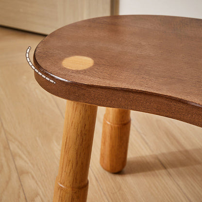 Traditional Rustic Lentil Cashew Shaped Rubberwood Kids Low Stool Backless Armless For Hallway