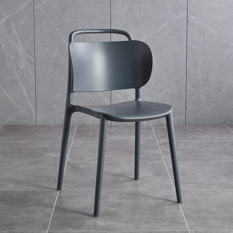 Contemporary Scandinavian PP Plastic Curved Stackable Portable Dining Chair Backrest Armless For Dining Room