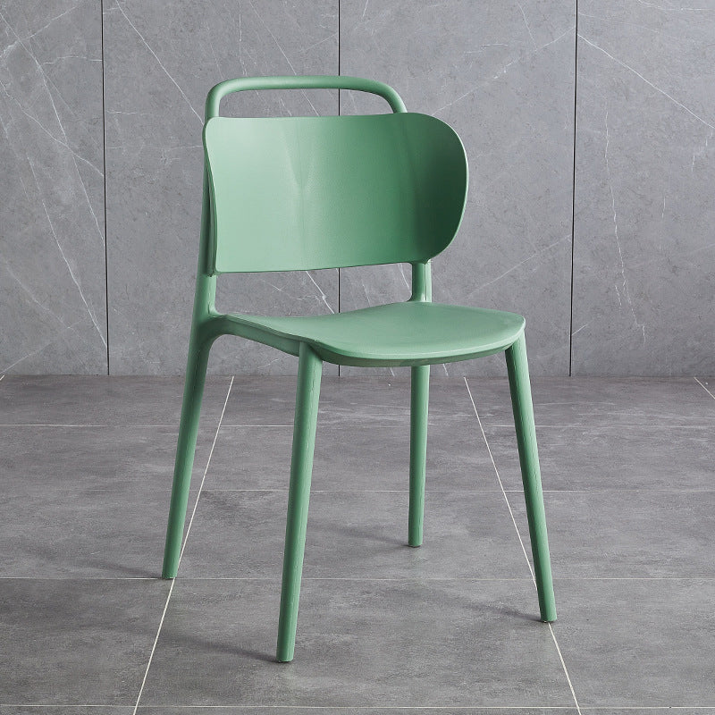 Contemporary Scandinavian PP Plastic Curved Stackable Portable Dining Chair Backrest Armless For Dining Room