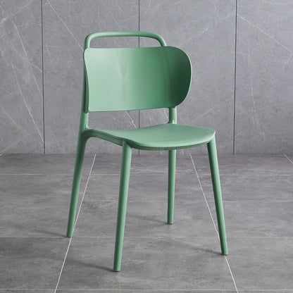 Contemporary Scandinavian PP Plastic Curved Stackable Portable Dining Chair Backrest Armless For Dining Room