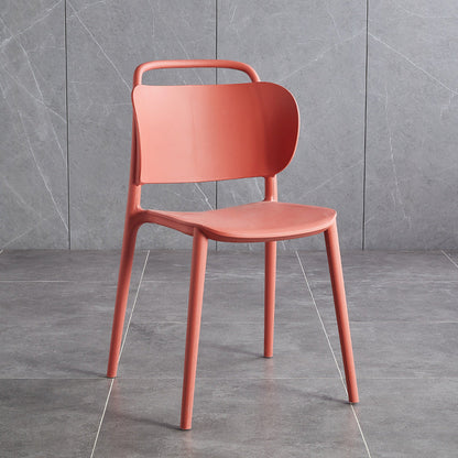 Contemporary Scandinavian PP Plastic Curved Stackable Portable Dining Chair Backrest Armless For Dining Room