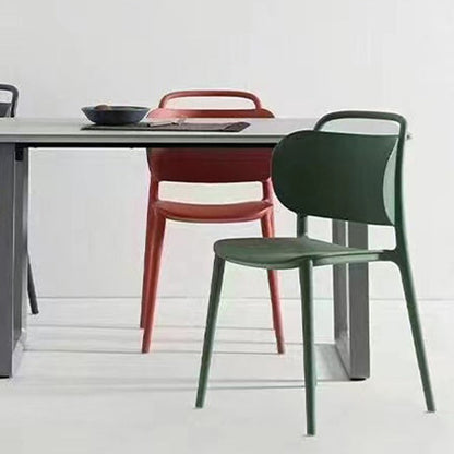 Contemporary Scandinavian PP Plastic Curved Stackable Portable Dining Chair Backrest Armless For Dining Room