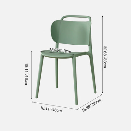Contemporary Scandinavian PP Plastic Curved Stackable Portable Dining Chair Backrest Armless For Dining Room