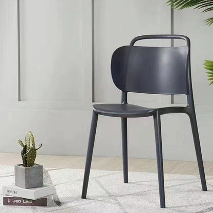 Contemporary Scandinavian PP Plastic Curved Stackable Portable Dining Chair Backrest Armless For Dining Room