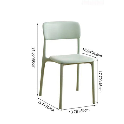 Contemporary Nordic Curved Rectangular PP Plastic Stackable Dining Chair Backrest Armless For Dining Room