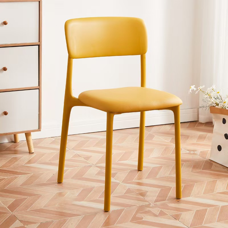 Contemporary Nordic Curved Rectangular PP Plastic Stackable Dining Chair Backrest Armless For Dining Room