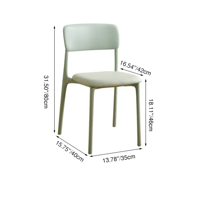 Contemporary Nordic Curved Rectangular PP Plastic Stackable Dining Chair Backrest Armless For Dining Room