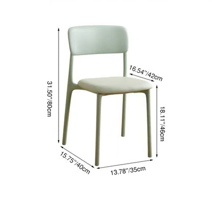 Contemporary Nordic Curved Rectangular PP Plastic Stackable Dining Chair Backrest Armless For Dining Room