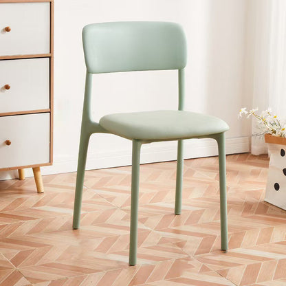 Contemporary Nordic Curved Rectangular PP Plastic Stackable Dining Chair Backrest Armless For Dining Room