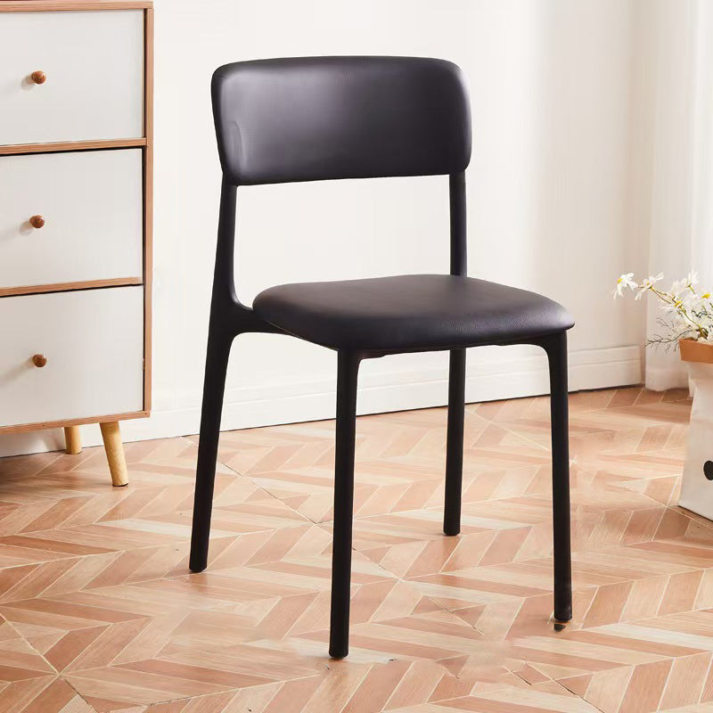 Contemporary Nordic Curved Rectangular PP Plastic Stackable Dining Chair Backrest Armless For Dining Room