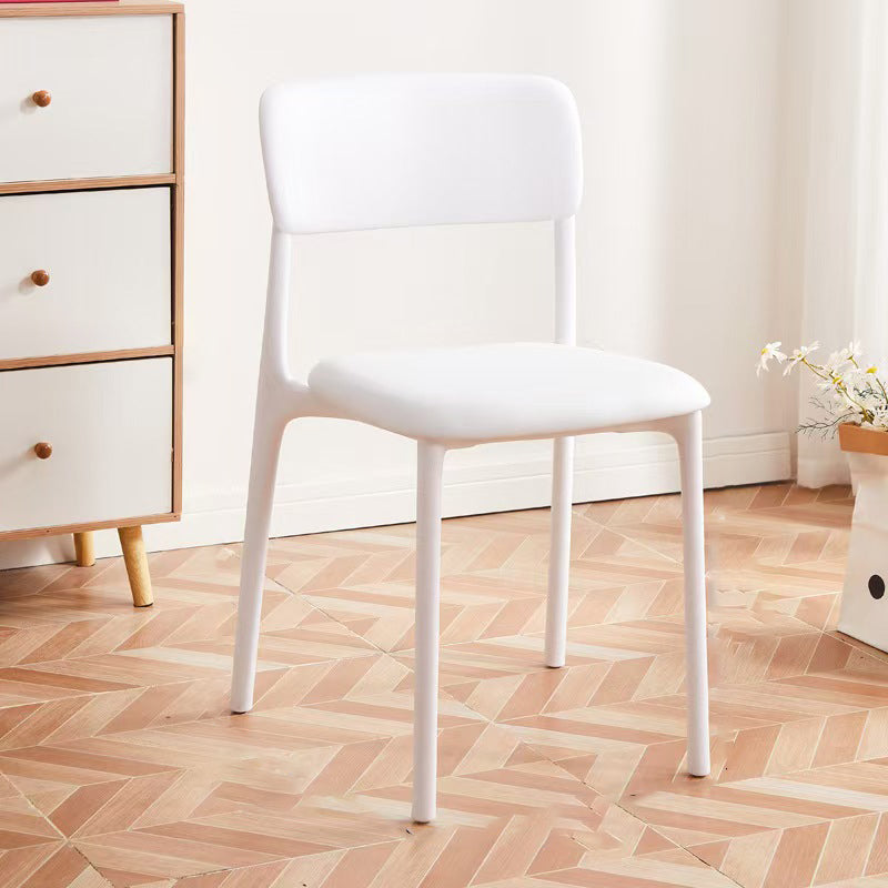 Contemporary Nordic Curved Rectangular PP Plastic Stackable Dining Chair Backrest Armless For Dining Room