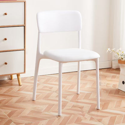 Contemporary Nordic Curved Rectangular PP Plastic Stackable Dining Chair Backrest Armless For Dining Room
