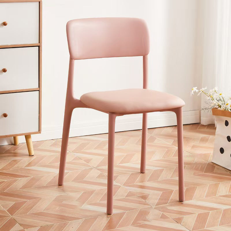 Contemporary Nordic Curved Rectangular PP Plastic Stackable Dining Chair Backrest Armless For Dining Room