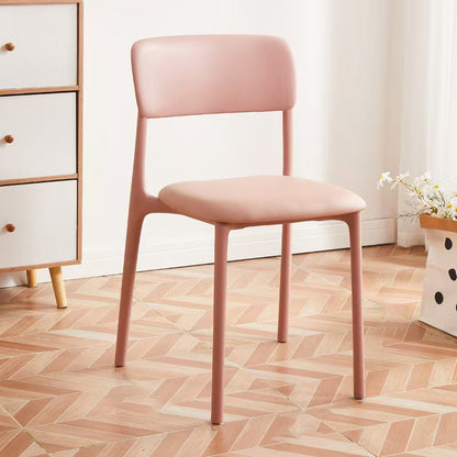 Contemporary Nordic Curved Rectangular PP Plastic Stackable Dining Chair Backrest Armless For Dining Room