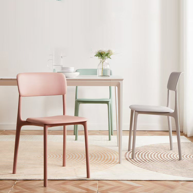 Contemporary Nordic Curved Rectangular PP Plastic Stackable Dining Chair Backrest Armless For Dining Room