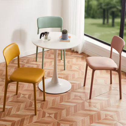 Contemporary Nordic Curved Rectangular PP Plastic Stackable Dining Chair Backrest Armless For Dining Room