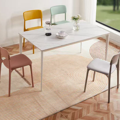 Contemporary Nordic Curved Rectangular PP Plastic Stackable Dining Chair Backrest Armless For Dining Room