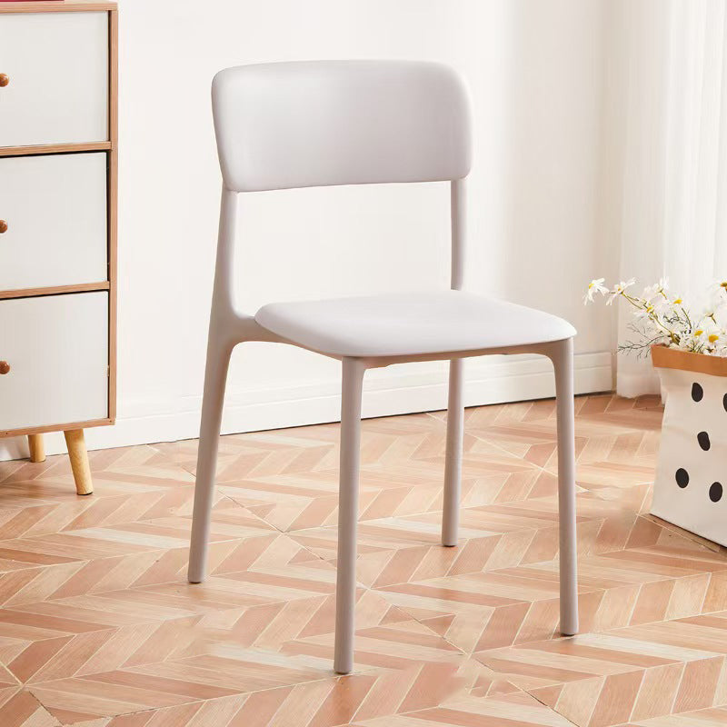 Contemporary Nordic Curved Rectangular PP Plastic Stackable Dining Chair Backrest Armless For Dining Room