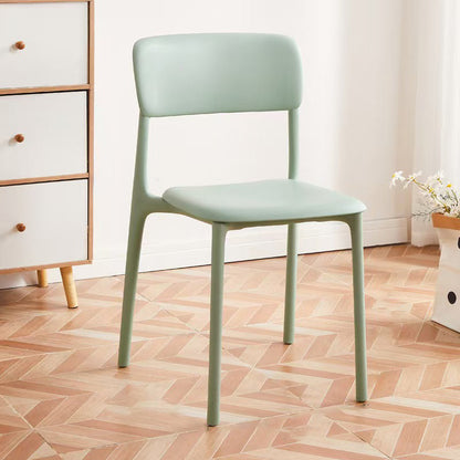Contemporary Nordic Curved Rectangular PP Plastic Stackable Dining Chair Backrest Armless For Dining Room
