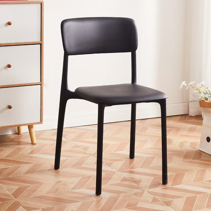 Contemporary Nordic Curved Rectangular PP Plastic Stackable Dining Chair Backrest Armless For Dining Room