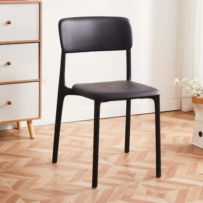Contemporary Nordic Curved Rectangular PP Plastic Stackable Dining Chair Backrest Armless For Dining Room