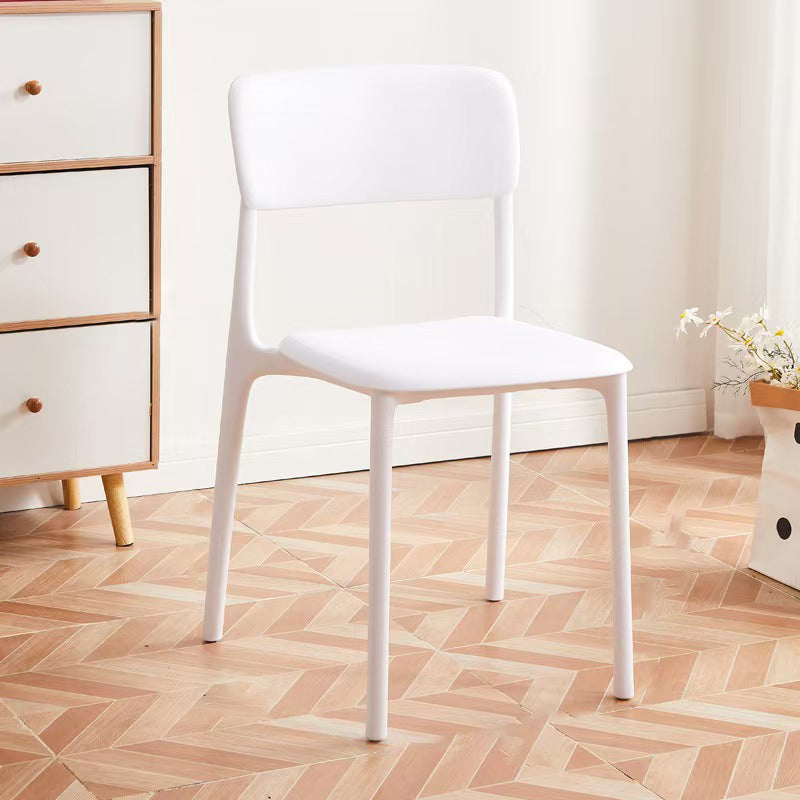 Contemporary Nordic Curved Rectangular PP Plastic Stackable Dining Chair Backrest Armless For Dining Room