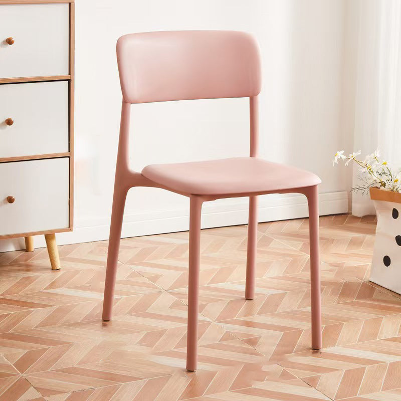 Contemporary Nordic Curved Rectangular PP Plastic Stackable Dining Chair Backrest Armless For Dining Room